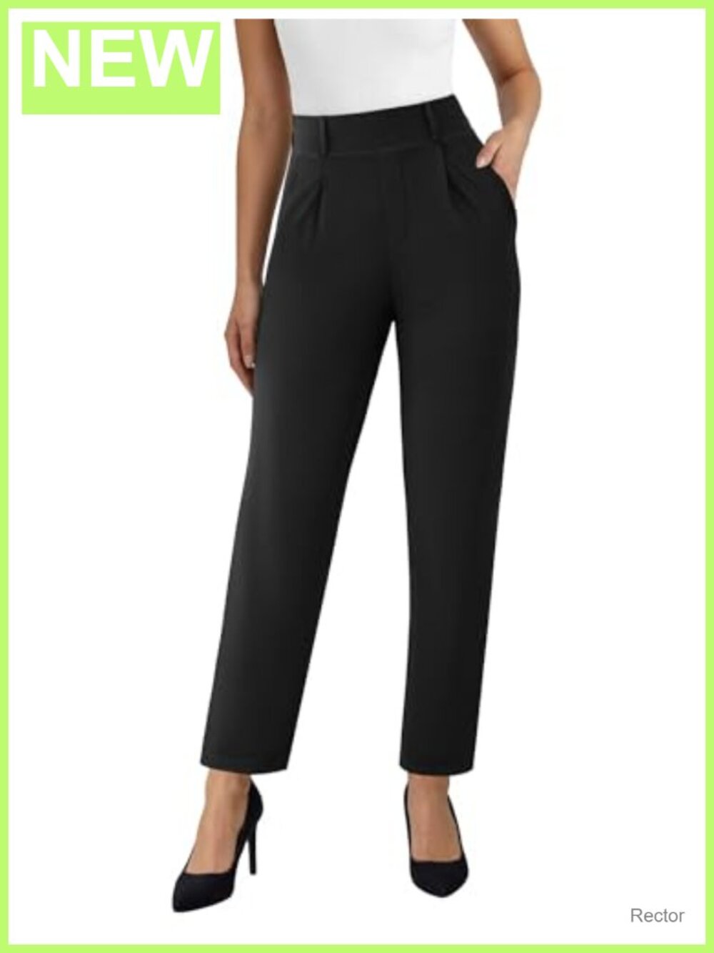 Womens Straight Leg Dress Pants Stretchy Pull On Work Slacks with Pockets